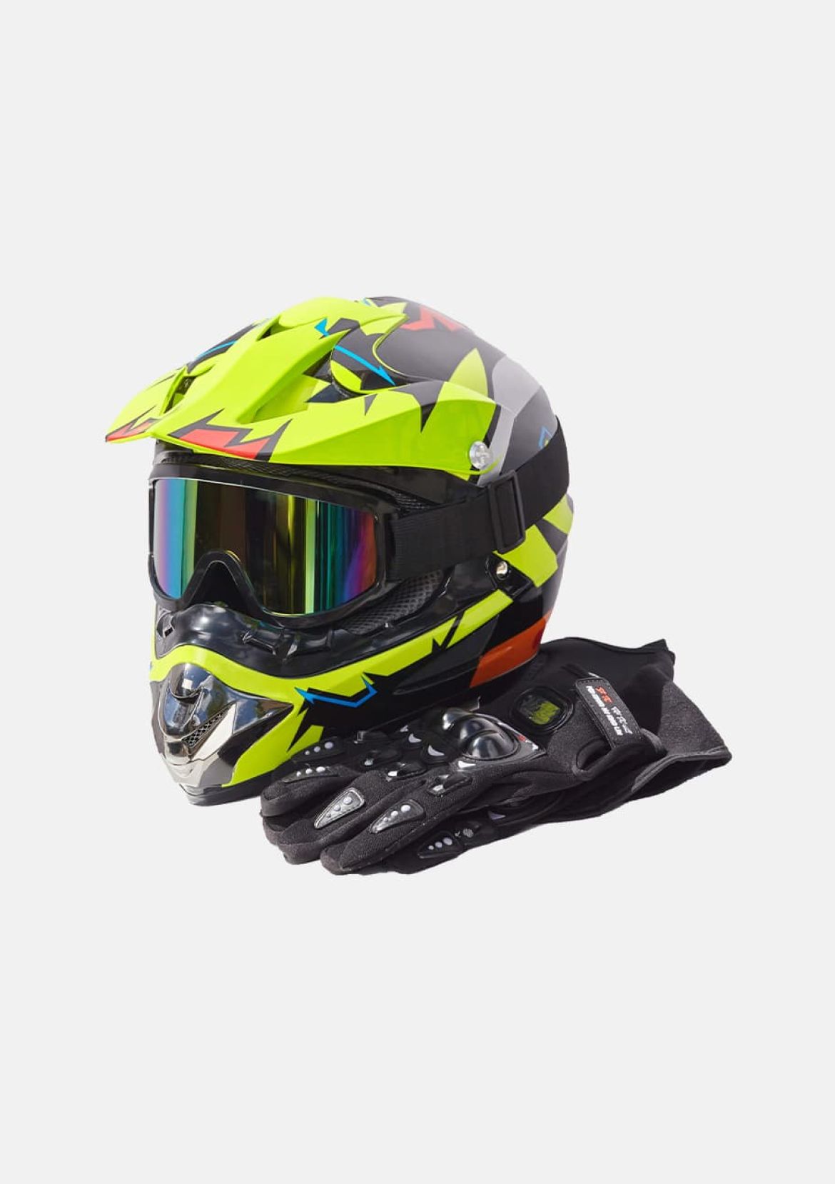 Шлем защитный + перчатки (набор)  салатовый S